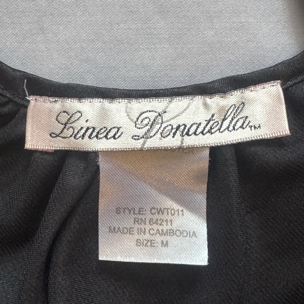 Linea Donatella Black Satin Slip Dress w/ Bow – Size M (Read Description) - Picture 3 of 5